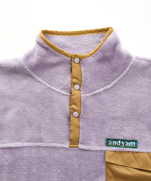 ＆yam（アンドヤム）の「両面シャギーフリーススタンドプルオーバー【親子お揃い/リンクコーデ】（ブルゾン・レディース・ベージュ/ブラック/パープル・FREE）」の6枚目の写真