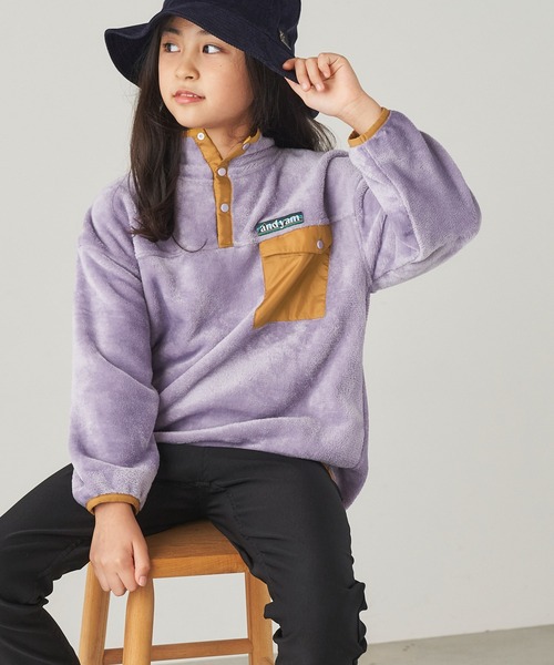 ＆yam（アンドヤム）の「両面シャギーフリーススタンドプルオーバー【親子お揃い/リンクコーデ】（ブルゾン・レディース・ベージュ/ブラック/パープル・FREE）」の13枚目の写真