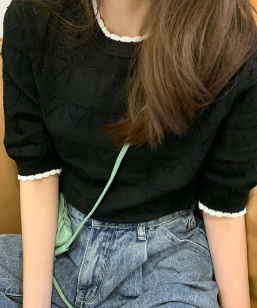 Bifrost(ビフレスト)の「配色ハート柄プルオーバー(Tシャツ/カットソー・レディース・ホワイト/イエロー/ブラック・F)」の5枚目の写真