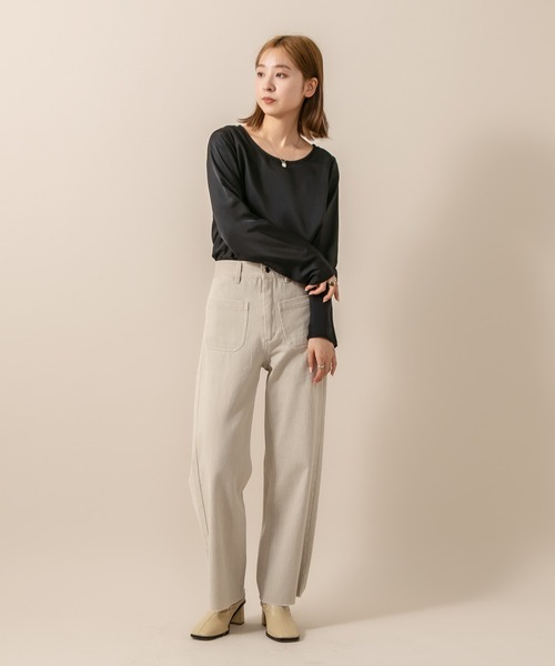 mline（エムライン）の「[mline] WEB限定 ハイウエストポケットデニム（デニムパンツ・レディース・ライトグレー/ネイビー・1/2）」の9枚目の写真