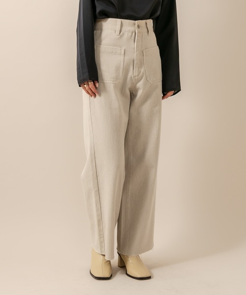 mline（エムライン）の「[mline] WEB限定 ハイウエストポケットデニム（デニムパンツ・レディース・ライトグレー/ネイビー・1/2）」の3枚目の写真