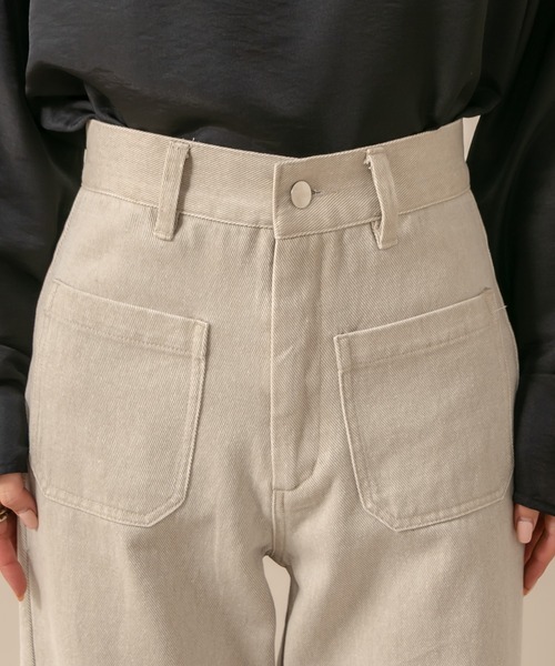 mline（エムライン）の「[mline] WEB限定 ハイウエストポケットデニム（デニムパンツ・レディース・ライトグレー/ネイビー・1/2）」の7枚目の写真