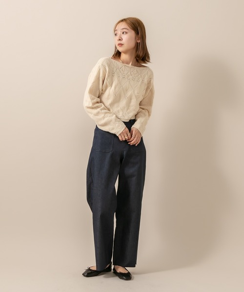 mline（エムライン）の「[mline] WEB限定 ハイウエストポケットデニム（デニムパンツ・レディース・ライトグレー/ネイビー・1/2）」の4枚目の写真