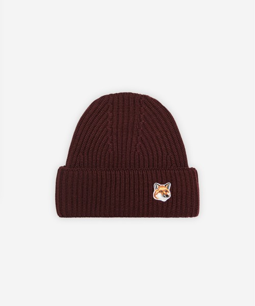 Maison Kitsune（メゾンキツネ）の「FOX HEAD PATCH RIBBED HAT（ニットキャップ/ビーニー・メンズ・ブラック/ベージュ/ワイン・U）」の3枚目の写真