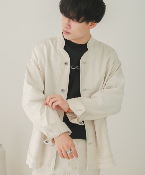 SENSE OF PLACE by URBAN RESEARCH(センスオブプレイスバイアーバンリサーチ)の「『セットアップ対応』デニムノーカラーカバーオール(カバーオール・メンズ・アイボリー/インディゴブルー・MEDIUM/LARGE)」の15枚目の写真