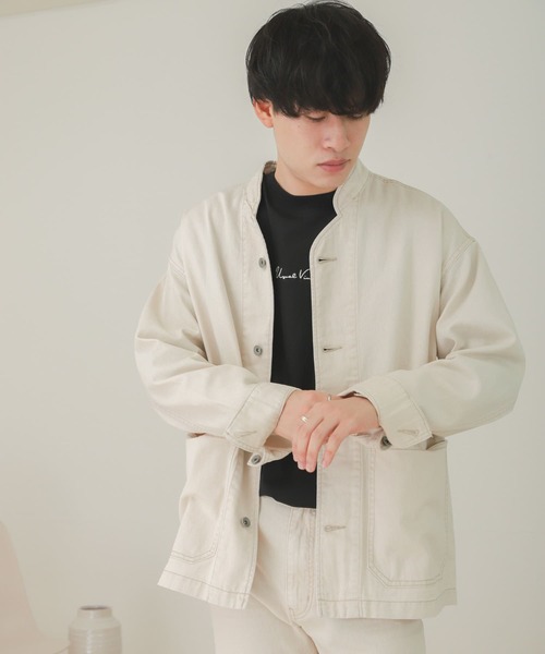 SENSE OF PLACE by URBAN RESEARCH(センスオブプレイスバイアーバンリサーチ)の「『セットアップ対応』デニムノーカラーカバーオール(カバーオール・メンズ・アイボリー/インディゴブルー・MEDIUM/LARGE)」の11枚目の写真