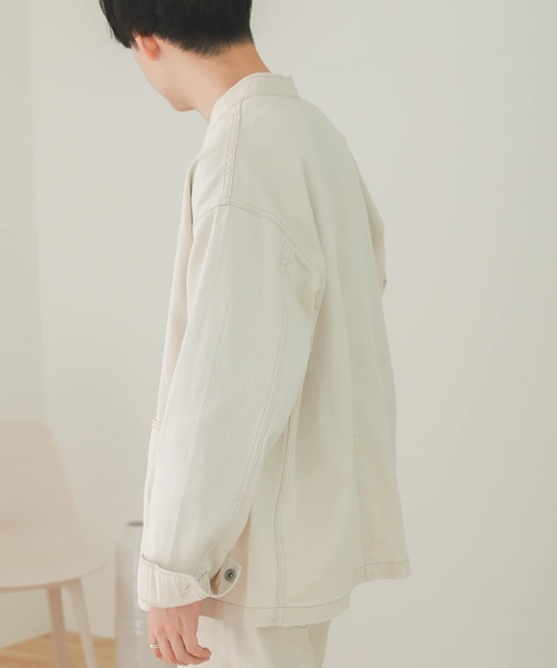 SENSE OF PLACE by URBAN RESEARCH(センスオブプレイスバイアーバンリサーチ)の「『セットアップ対応』デニムノーカラーカバーオール(カバーオール・メンズ・アイボリー/インディゴブルー・MEDIUM/LARGE)」の3枚目の写真