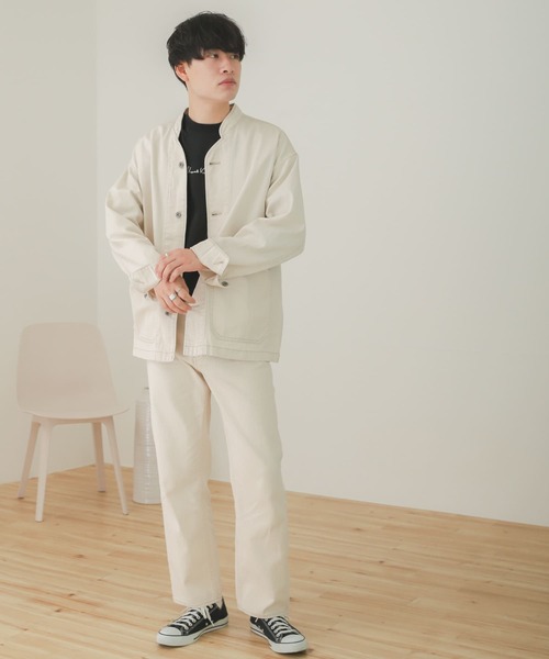 SENSE OF PLACE by URBAN RESEARCH(センスオブプレイスバイアーバンリサーチ)の「『セットアップ対応』デニムノーカラーカバーオール(カバーオール・メンズ・アイボリー/インディゴブルー・MEDIUM/LARGE)」の13枚目の写真