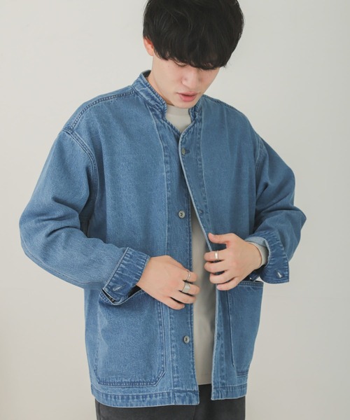 SENSE OF PLACE by URBAN RESEARCH(センスオブプレイスバイアーバンリサーチ)の「『セットアップ対応』デニムノーカラーカバーオール(カバーオール・メンズ・アイボリー/インディゴブルー・MEDIUM/LARGE)」の18枚目の写真