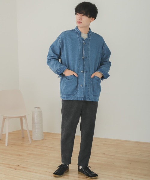 SENSE OF PLACE by URBAN RESEARCH(センスオブプレイスバイアーバンリサーチ)の「『セットアップ対応』デニムノーカラーカバーオール(カバーオール・メンズ・アイボリー/インディゴブルー・MEDIUM/LARGE)」の12枚目の写真