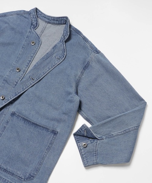 SENSE OF PLACE by URBAN RESEARCH(センスオブプレイスバイアーバンリサーチ)の「『セットアップ対応』デニムノーカラーカバーオール(カバーオール・メンズ・アイボリー/インディゴブルー・MEDIUM/LARGE)」の6枚目の写真