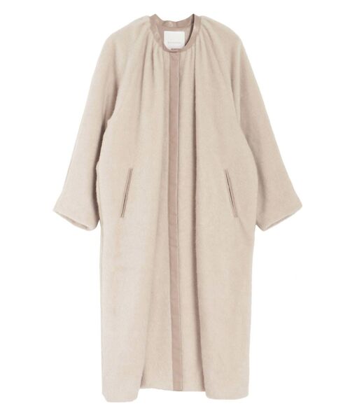 ELENDEEK（エレンディーク）の「エコヘアーレザートリミングコート（ノーカラーコート・レディース・グレー/ブラック/ベージュ・01/02）」の7枚目の写真