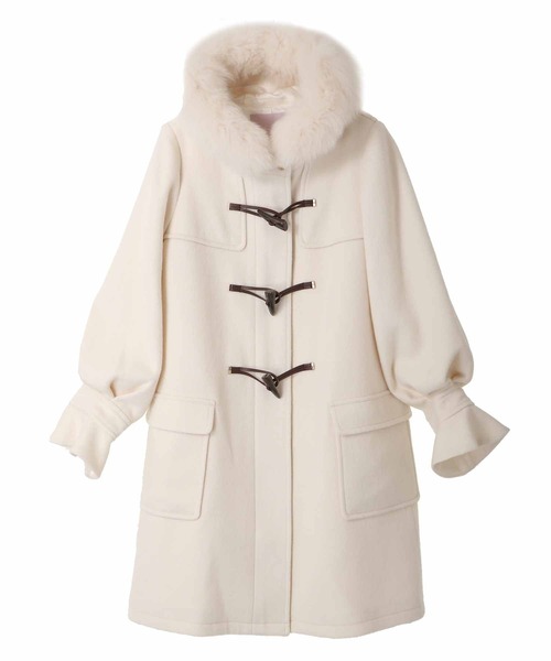 31 Sons de mode(トランテアン ソン ドゥ モード)の「ファー付きダッフルコート(ダッフルコート・レディース・オフホワイト/ラベンダー/ピンク・36/38)」の2枚目の写真