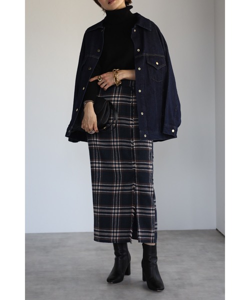 Bonjour Sagan（ボンジュールサガン）の「チェックラップスカート（スカート・レディース・ベージュ/ネイビー・FREE）」の5枚目の写真