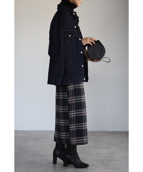 Bonjour Sagan（ボンジュールサガン）の「チェックラップスカート（スカート・レディース・ベージュ/ネイビー・FREE）」の9枚目の写真