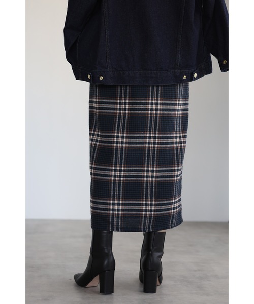 Bonjour Sagan（ボンジュールサガン）の「チェックラップスカート（スカート・レディース・ベージュ/ネイビー・FREE）」の7枚目の写真