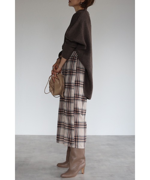 Bonjour Sagan（ボンジュールサガン）の「チェックラップスカート（スカート・レディース・ベージュ/ネイビー・FREE）」の13枚目の写真