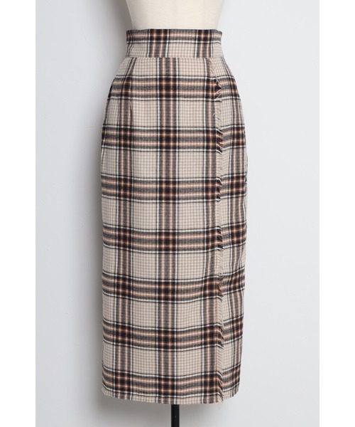 Bonjour Sagan（ボンジュールサガン）の「チェックラップスカート（スカート・レディース・ベージュ/ネイビー・FREE）」の8枚目の写真