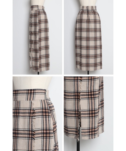 Bonjour Sagan（ボンジュールサガン）の「チェックラップスカート（スカート・レディース・ベージュ/ネイビー・FREE）」の12枚目の写真