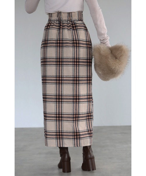 Bonjour Sagan（ボンジュールサガン）の「チェックラップスカート（スカート・レディース・ベージュ/ネイビー・FREE）」の19枚目の写真