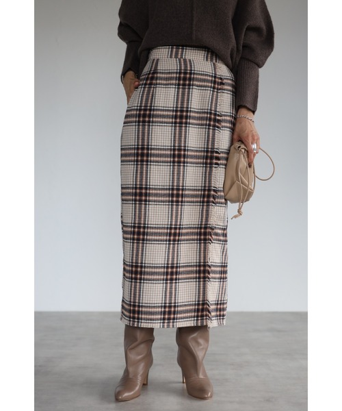 Bonjour Sagan（ボンジュールサガン）の「チェックラップスカート（スカート・レディース・ベージュ/ネイビー・FREE）」の22枚目の写真