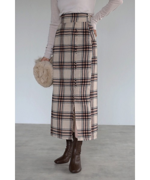 Bonjour Sagan（ボンジュールサガン）の「チェックラップスカート（スカート・レディース・ベージュ/ネイビー・FREE）」の21枚目の写真