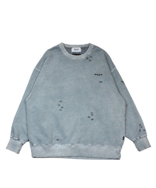 BAD BOY(バッドボーイ)の「BAD BOY×PRDX オーバーサイズ ダメージ ピグメントスウェットトレーナー(スウェット・メンズ・ブラック/グレー・M/L)」の3枚目の写真