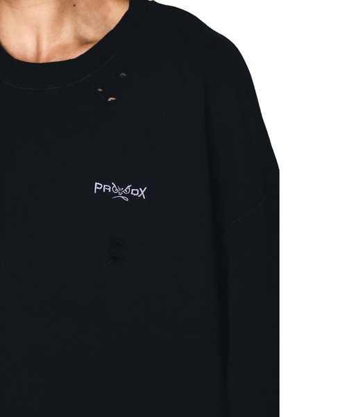 BAD BOY(バッドボーイ)の「BAD BOY×PRDX オーバーサイズ ダメージ ピグメントスウェットトレーナー(スウェット・メンズ・ブラック/グレー・M/L)」の13枚目の写真