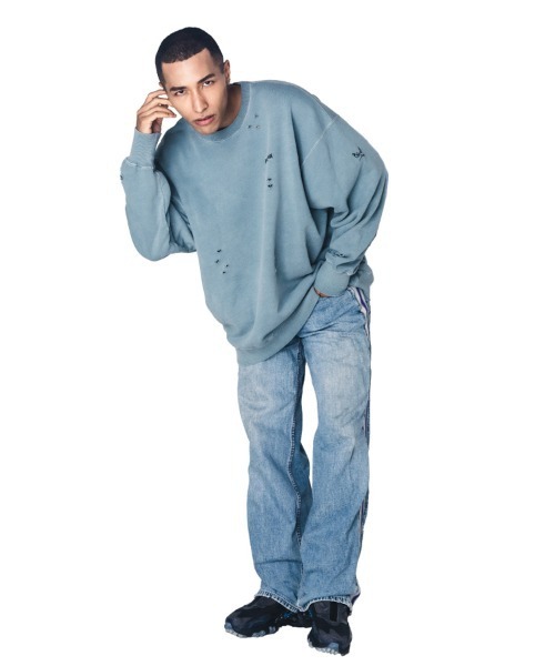 BAD BOY(バッドボーイ)の「BAD BOY×PRDX オーバーサイズ ダメージ ピグメントスウェットトレーナー(スウェット・メンズ・ブラック/グレー・M/L)」の15枚目の写真