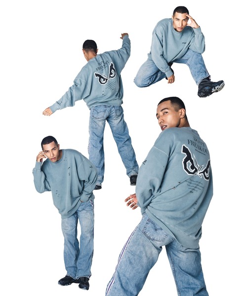 BAD BOY(バッドボーイ)の「BAD BOY×PRDX オーバーサイズ ダメージ ピグメントスウェットトレーナー(スウェット・メンズ・ブラック/グレー・M/L)」の16枚目の写真