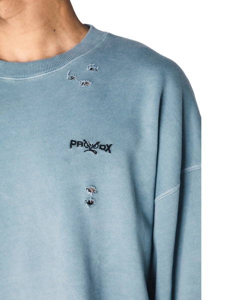 BAD BOY(バッドボーイ)の「BAD BOY×PRDX オーバーサイズ ダメージ ピグメントスウェットトレーナー(スウェット・メンズ・ブラック/グレー・M/L)」の19枚目の写真