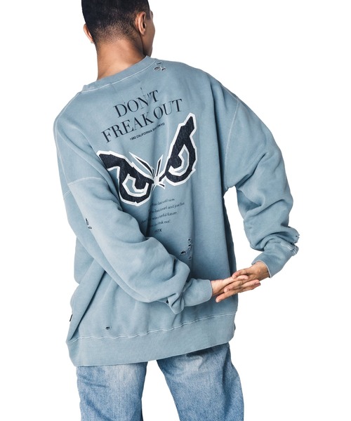 BAD BOY(バッドボーイ)の「BAD BOY×PRDX オーバーサイズ ダメージ ピグメントスウェットトレーナー(スウェット・メンズ・ブラック/グレー・M/L)」の20枚目の写真