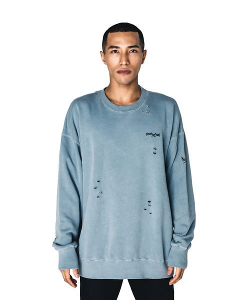 BAD BOY(バッドボーイ)の「BAD BOY×PRDX オーバーサイズ ダメージ ピグメントスウェットトレーナー(スウェット・メンズ・ブラック/グレー・M/L)」の21枚目の写真