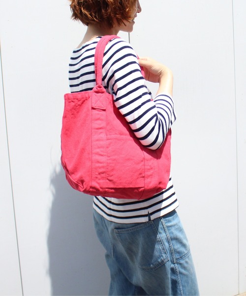 MAKE UP(メイクアップ)の「MAKE UP 倉敷製品染めフロントポケット キャンバストートバッグM(トートバッグ・メンズ・ホワイト/イエロー/ライトブルー/ブルー/ネイビー/ピンク/レッド/グリーン/カーキ/ブラック・FREE)」の10枚目の写真