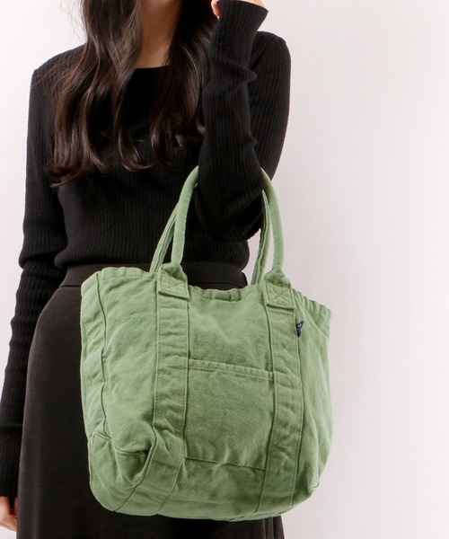 MAKE UP(メイクアップ)の「MAKE UP 倉敷製品染めフロントポケット キャンバストートバッグM(トートバッグ・メンズ・ホワイト/イエロー/ライトブルー/ブルー/ネイビー/ピンク/レッド/グリーン/カーキ/ブラック・FREE)」の4枚目の写真