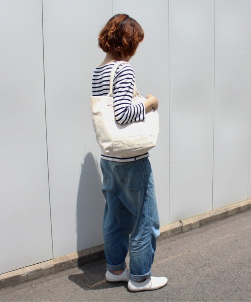 MAKE UP(メイクアップ)の「MAKE UP 倉敷製品染めフロントポケット キャンバストートバッグM(トートバッグ・メンズ・ホワイト/イエロー/ライトブルー/ブルー/ネイビー/ピンク/レッド/グリーン/カーキ/ブラック・FREE)」の15枚目の写真