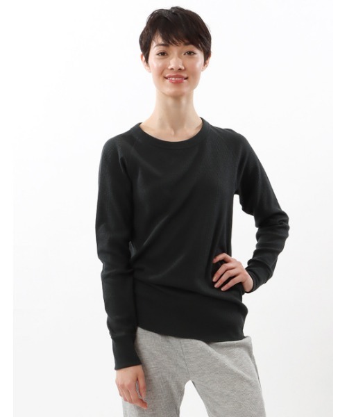 HANES(ヘインズ)の「【Hanes/ヘインズ】レディース HANES UNDIES サーマル クルーネックTシャツ(Tシャツ/カットソー・レディース・ベージュ/オフホワイト/ヘザーグレー/チャコール/ブラック/ダークグリーン/ブラウン・FREE)」の5枚目の写真