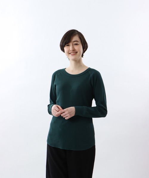 HANES(ヘインズ)の「【Hanes/ヘインズ】レディース HANES UNDIES サーマル クルーネックTシャツ(Tシャツ/カットソー・レディース・ベージュ/オフホワイト/ヘザーグレー/チャコール/ブラック/ダークグリーン/ブラウン・FREE)」の7枚目の写真