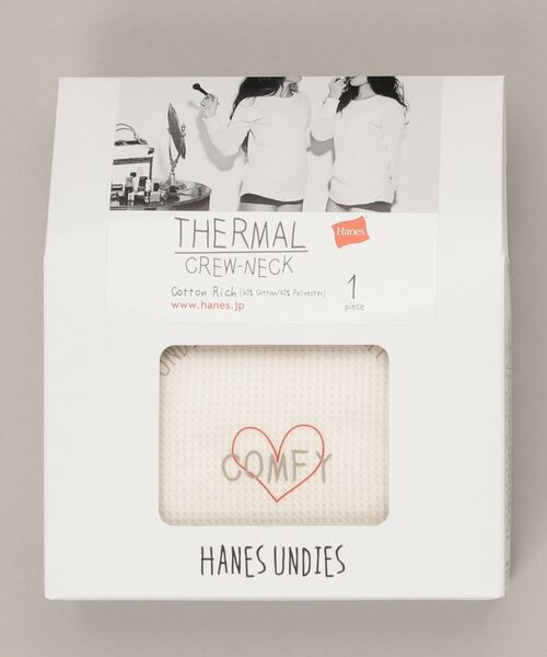 HANES(ヘインズ)の「【Hanes/ヘインズ】レディース HANES UNDIES サーマル クルーネックTシャツ(Tシャツ/カットソー・レディース・ベージュ/オフホワイト/ヘザーグレー/チャコール/ブラック/ダークグリーン/ブラウン・FREE)」の8枚目の写真