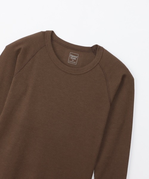 HANES(ヘインズ)の「【Hanes/ヘインズ】レディース HANES UNDIES サーマル クルーネックTシャツ(Tシャツ/カットソー・レディース・ベージュ/オフホワイト/ヘザーグレー/チャコール/ブラック/ダークグリーン/ブラウン・FREE)」の16枚目の写真