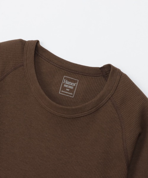 HANES(ヘインズ)の「【Hanes/ヘインズ】レディース HANES UNDIES サーマル クルーネックTシャツ(Tシャツ/カットソー・レディース・ベージュ/オフホワイト/ヘザーグレー/チャコール/ブラック/ダークグリーン/ブラウン・FREE)」の15枚目の写真