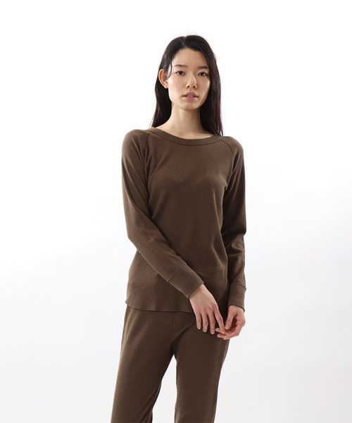 HANES(ヘインズ)の「【Hanes/ヘインズ】レディース HANES UNDIES サーマル クルーネックTシャツ(Tシャツ/カットソー・レディース・ベージュ/オフホワイト/ヘザーグレー/チャコール/ブラック/ダークグリーン/ブラウン・FREE)」の22枚目の写真