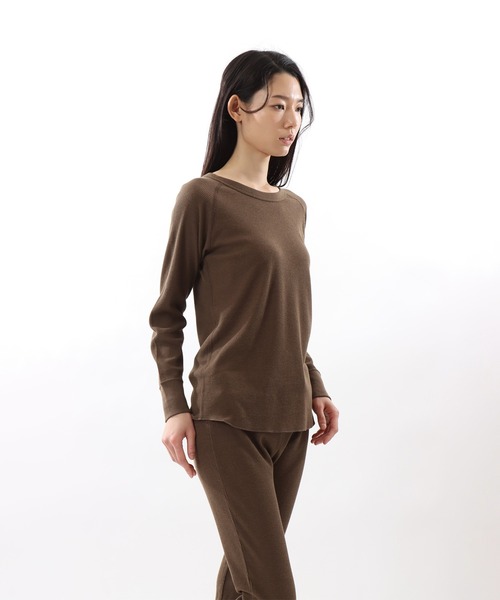 HANES(ヘインズ)の「【Hanes/ヘインズ】レディース HANES UNDIES サーマル クルーネックTシャツ(Tシャツ/カットソー・レディース・ベージュ/オフホワイト/ヘザーグレー/チャコール/ブラック/ダークグリーン/ブラウン・FREE)」の19枚目の写真