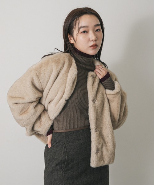 毛玉防止』ストレッチリブハイネックセーター（ニット/セーター