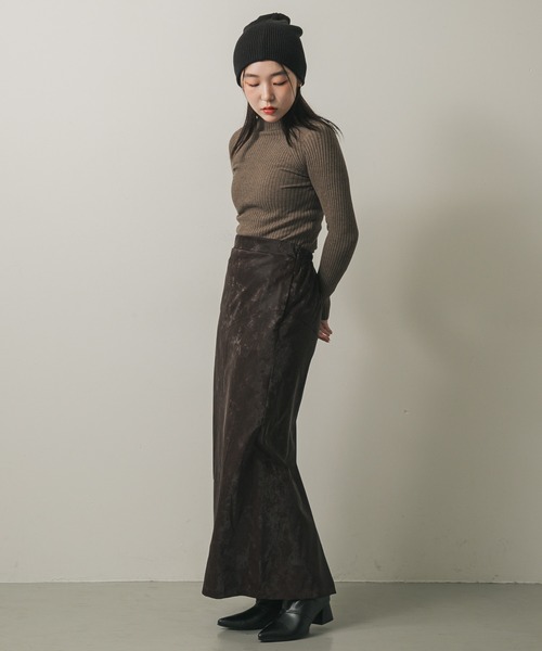 【美品】エンフォルド　キャッシュタッチハイネックリブバイカラー　enfold feepur ニット セーター 「ハンドウォッシャブル」プチ