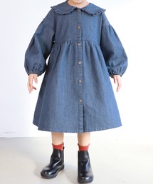 キッズ フリル襟付きデニムワンピース