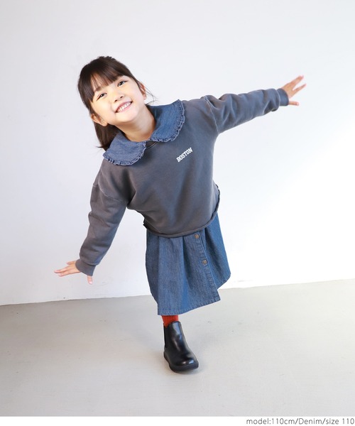 coca(coca)(コカ)の「キッズ フリル襟付きデニムワンピース(ワンピース・キッズ・ブルー系その他・100/130/120/110)」の9枚目の写真