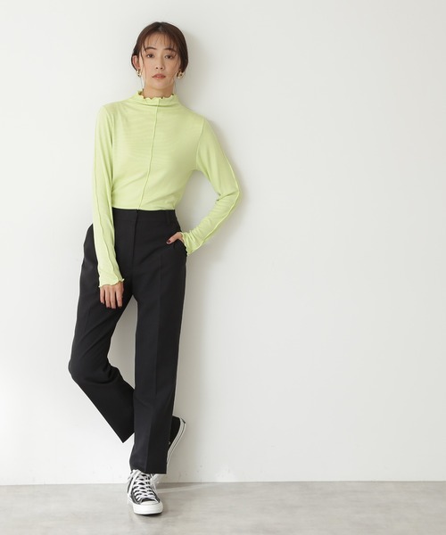 N.（N. Natural Beauty Basic）（エヌエヌナチュラルビューティーベーシック）の「◆メロウステッチロングＴシャツ（Tシャツ/カットソー・レディース・オフホワイト/イエロー/チャコールグレー・MEDIUM）」の8枚目の写真