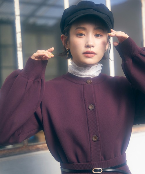 vis-`a-vis（ビサビ）の「【WEB限定】【高橋愛コラボ】スポンジニットクルーネックカーディガン【セットアップ対応】（カーディガン/ボレロ・レディース・ダークブラウン/キナリ/ピンク/ブラック/イエロー・FREE）」の9枚目の写真