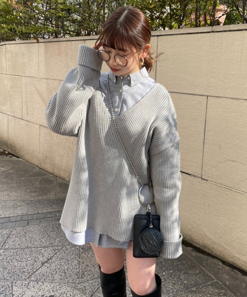 one after another NICE CLAUP（ワンアフターアナザーナイスクラップ）の「ワンポイント刺繍のビッグシルエットシャツ（シャツ/ブラウス・レディース・オフホワイト/ブラック/サックスブルー/ブルー系その他/ピンク系その他・FREE）」の8枚目の写真